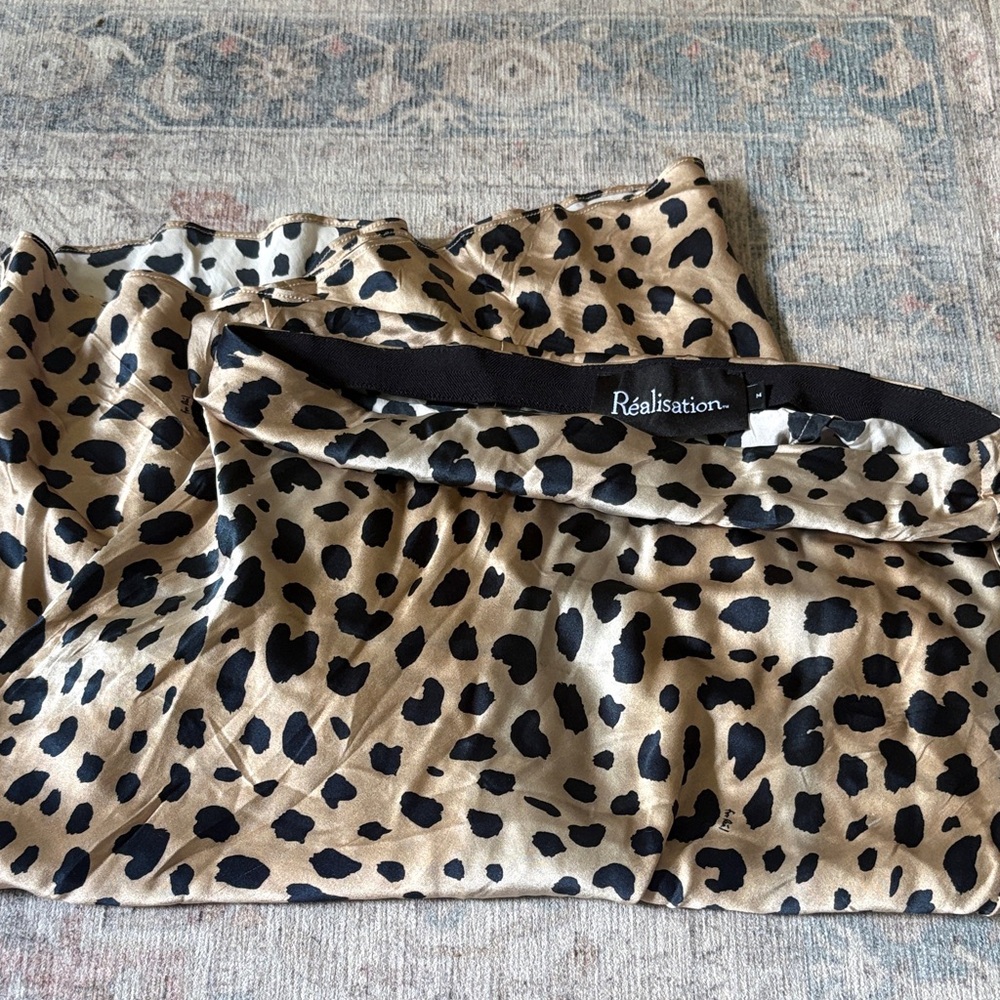 Realisation Par Leopard Print Skirt in Tan and Black